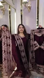 Women's Rayon Cotton Three Piece with Full Body Sequin Embroidery
