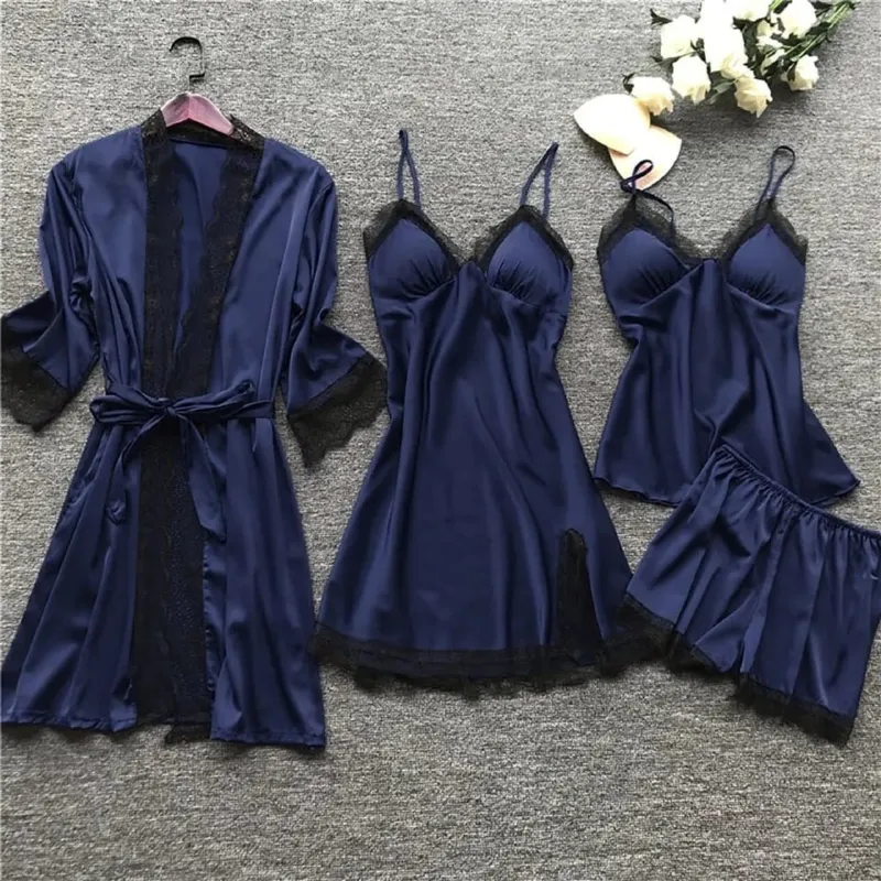 Women's Satin Nightwear Set, Nightie, Top and Short Pant