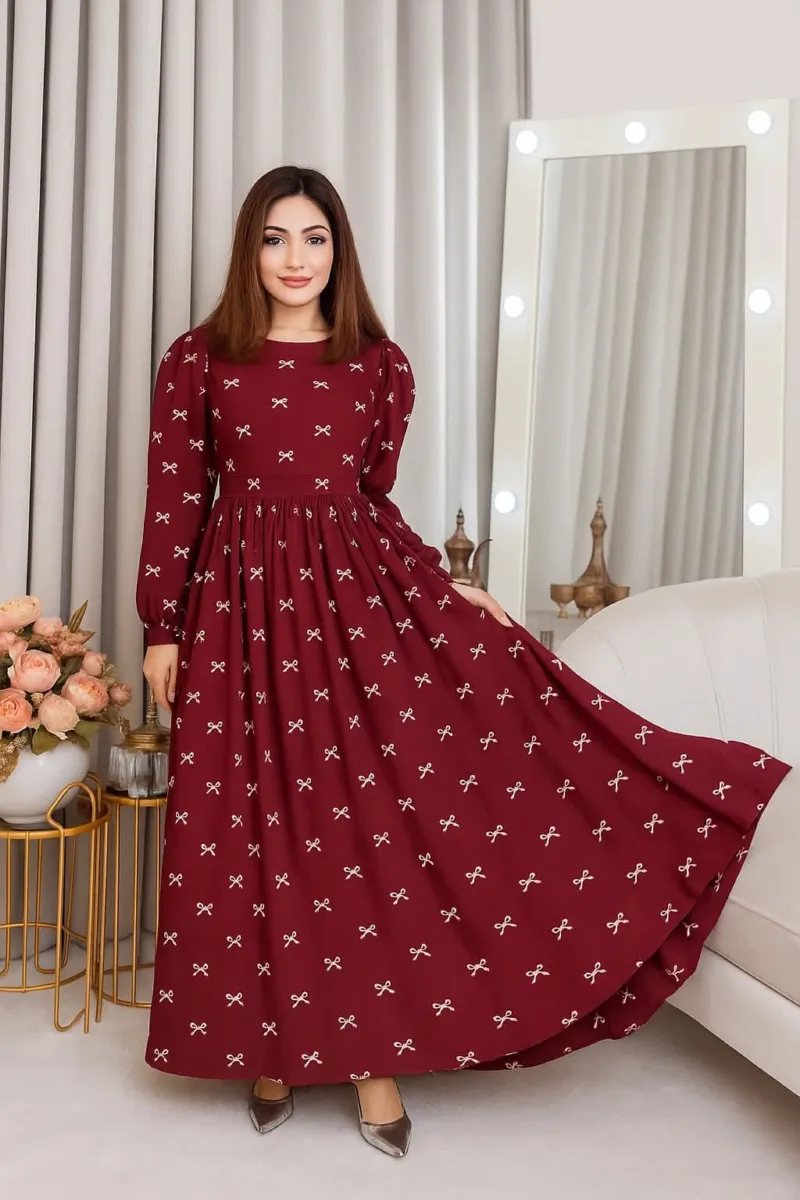 Fully Stitched Printed Pori Gown for Women, Free Size up to 44