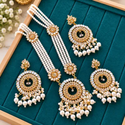 Gold-Plated Kundan & Pearl Sitahar Jewelry Set
