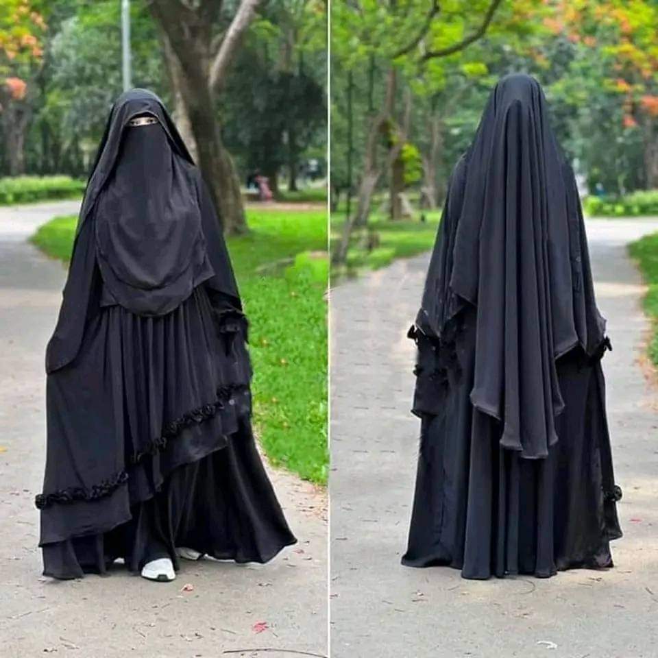 Ayesha Borka Full Set with Hijab and Niqab, Cherry Fabric