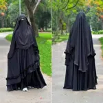 Ayesha Borka Full Set with Hijab and Niqab, Cherry Fabric