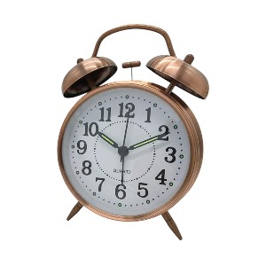 Round Cooper Metal Twin Bell Alarm Clock (Color SilVer)