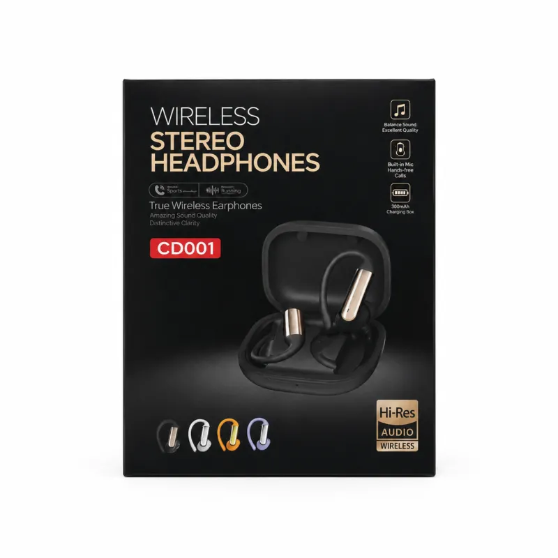 CD001 Open Ear True Wireless Earbuds – Hi-Res Audio Sports Ear-Hook Headphones with ANC Noise Cancelling, Type-C Fast Charging & Long Battery