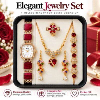 5 in 1 Ladies Watch & Jewelry Gift Set