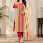 Premium Cotton Block and Digital Print Three-Piece Set
