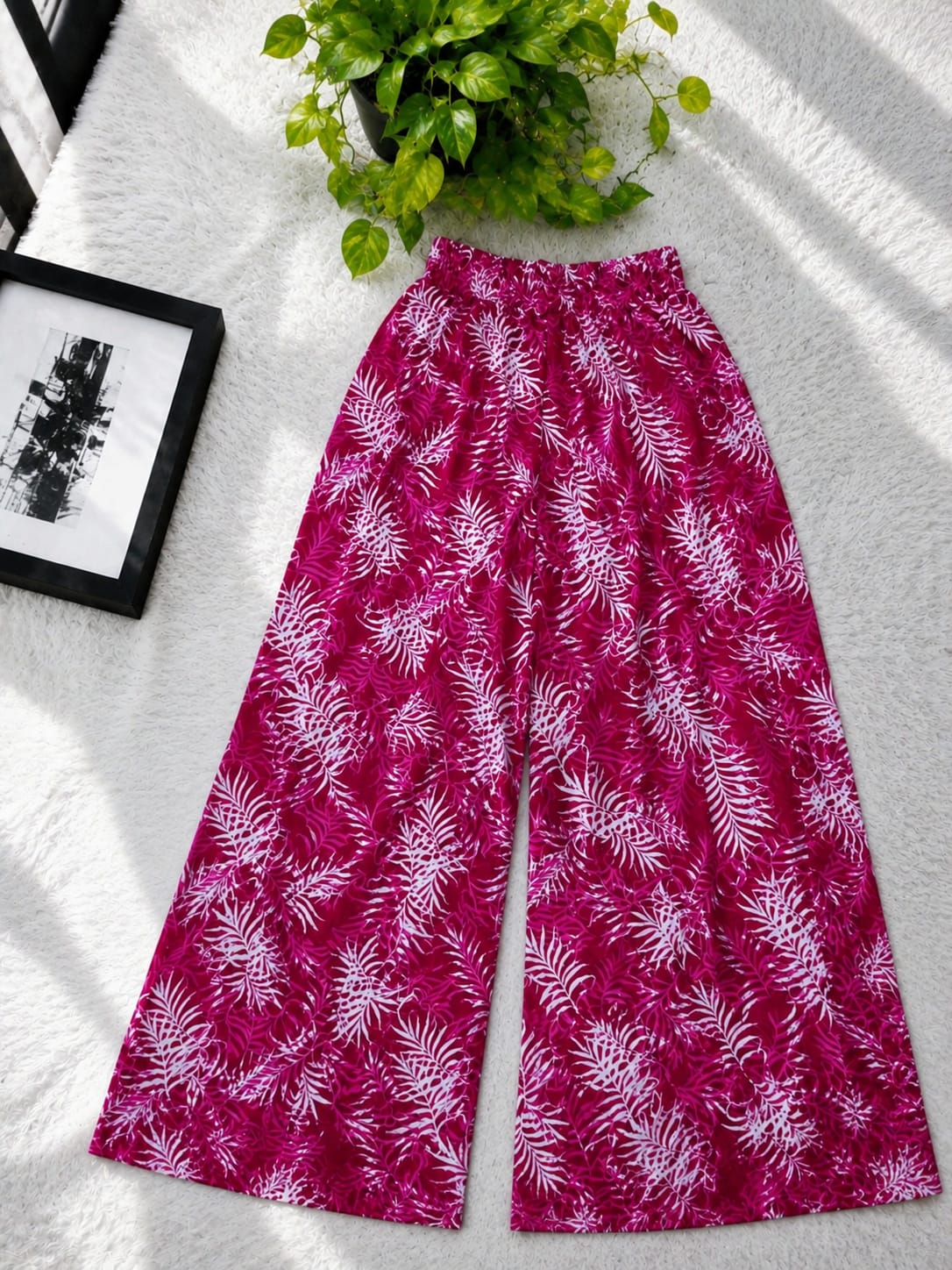 Women's Linen Palazzo Pants, Free Size Waist 28 to 42, 6 Colours