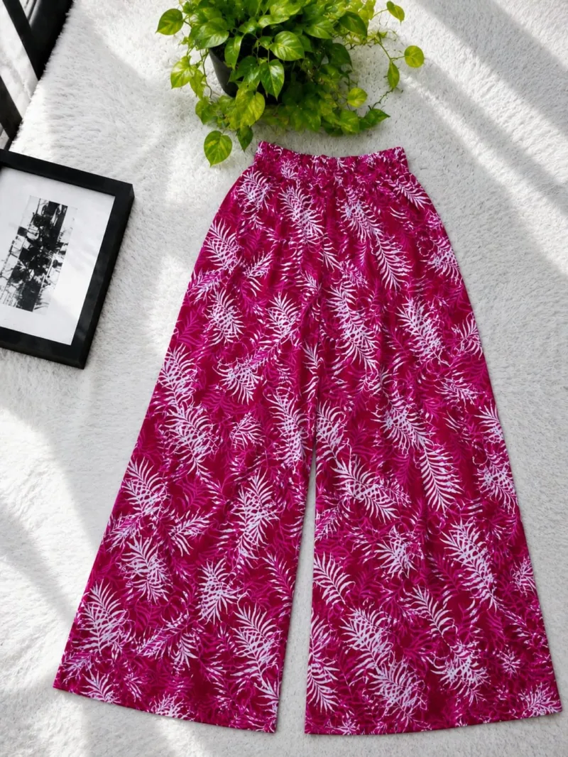Linen Palazzo for Women, 38 Inch Length, Free Size Waist