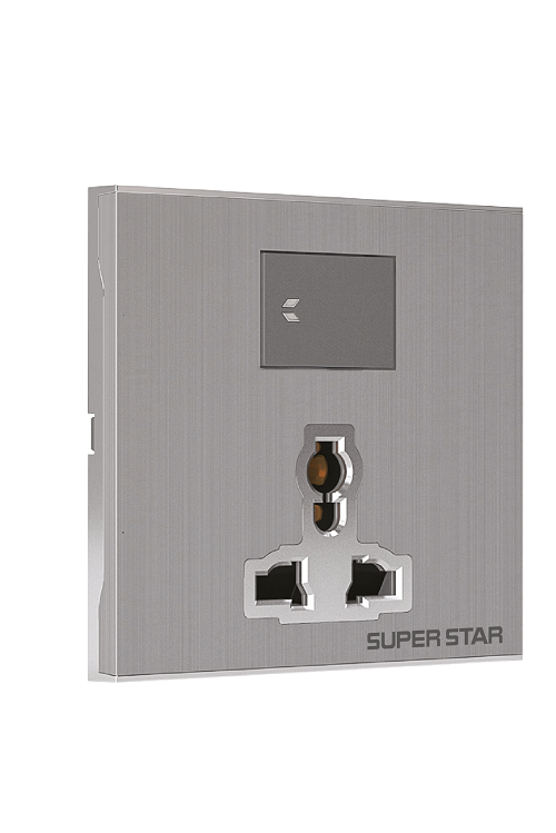 Super Star Silver Line 3 Pin Multi Socket With Switch