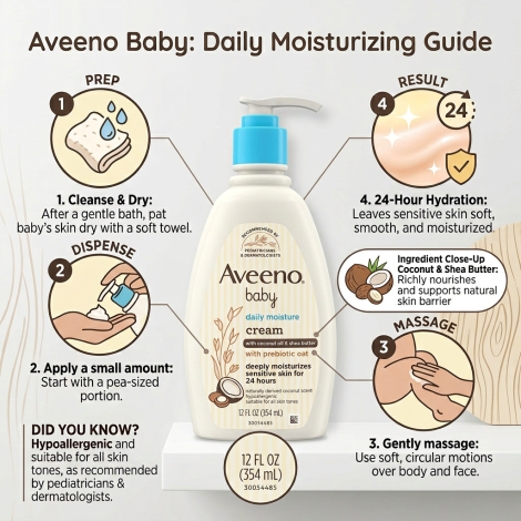 Aveeno Baby Daily Moisture Cream  With Coconut Oil & Shea Butter 354ml (Canada)