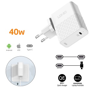 LDNIO 40W Type-C PD Fast Charging Foldable Power Adapter (A1405C) – White Color
