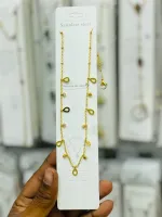Gold-Tone Stainless Steel Chain Necklace with Teardrop Charm