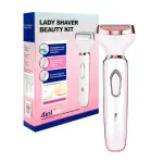 4-in-1 Rechargeable Lady Shaver & Hair Removal Beauty Kit for Women | Painless Electric Razor, Eyebrow, Nose & Body Hair Trimmer (USB Charging)