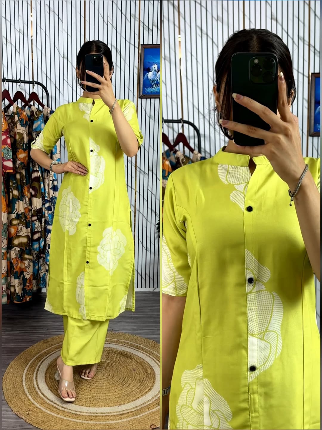 Women's Two Piece Kurti Set, Screen Print Pure Cotton