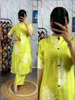 Women's Two Piece Kurti Set, Screen Print Pure Cotton