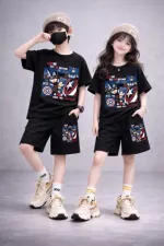 Kids' Drop Shoulder Printed T-Shirt and Pant Set, 2 to 5 Years
