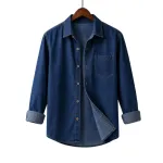 Men's Denim Long Sleeve Shirt with Single Pocket, Regular Fit