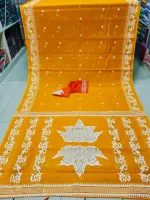 Half Silk Screen Print Saree with Blouse, 6 Colours