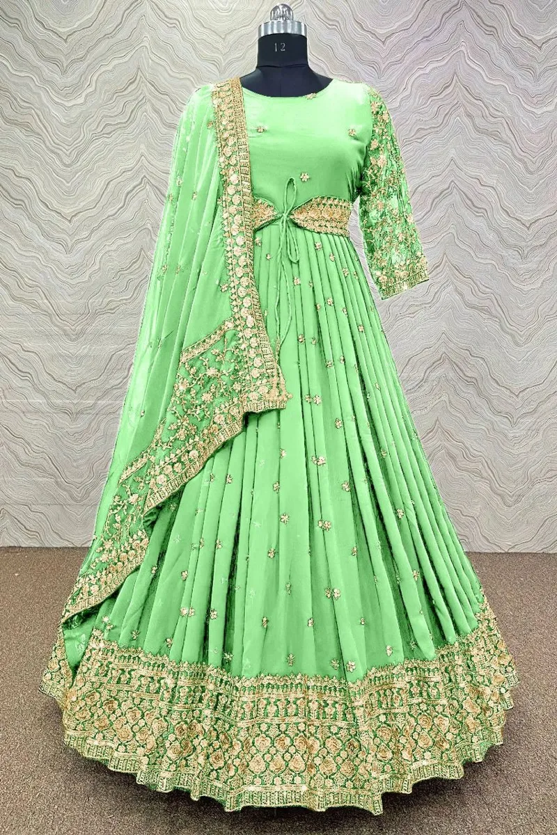 Women's Semi-Stitched Georgette Anarkali Party Dress, 2 Colours