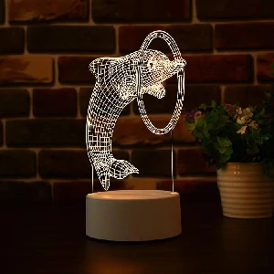 GearUP Acrylic Multicolor Night Lamp White (Dolphin)