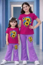 Kids' Half Sleeve Cotton T-Shirt and Pant Set, 160-170 GSM