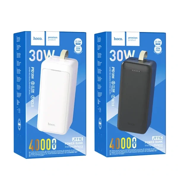 HOCO J111C 30W 40000mAh Portable Power Bank – Black Color
