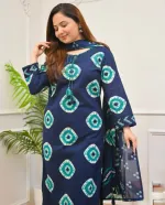 Soft Cotton Chunri Print Three Piece with Tassels, M and L