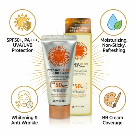 3W Clinic Intensive Dr.Kim Sun BB Cream SPF50+ PA++++ 50ml (Korea)