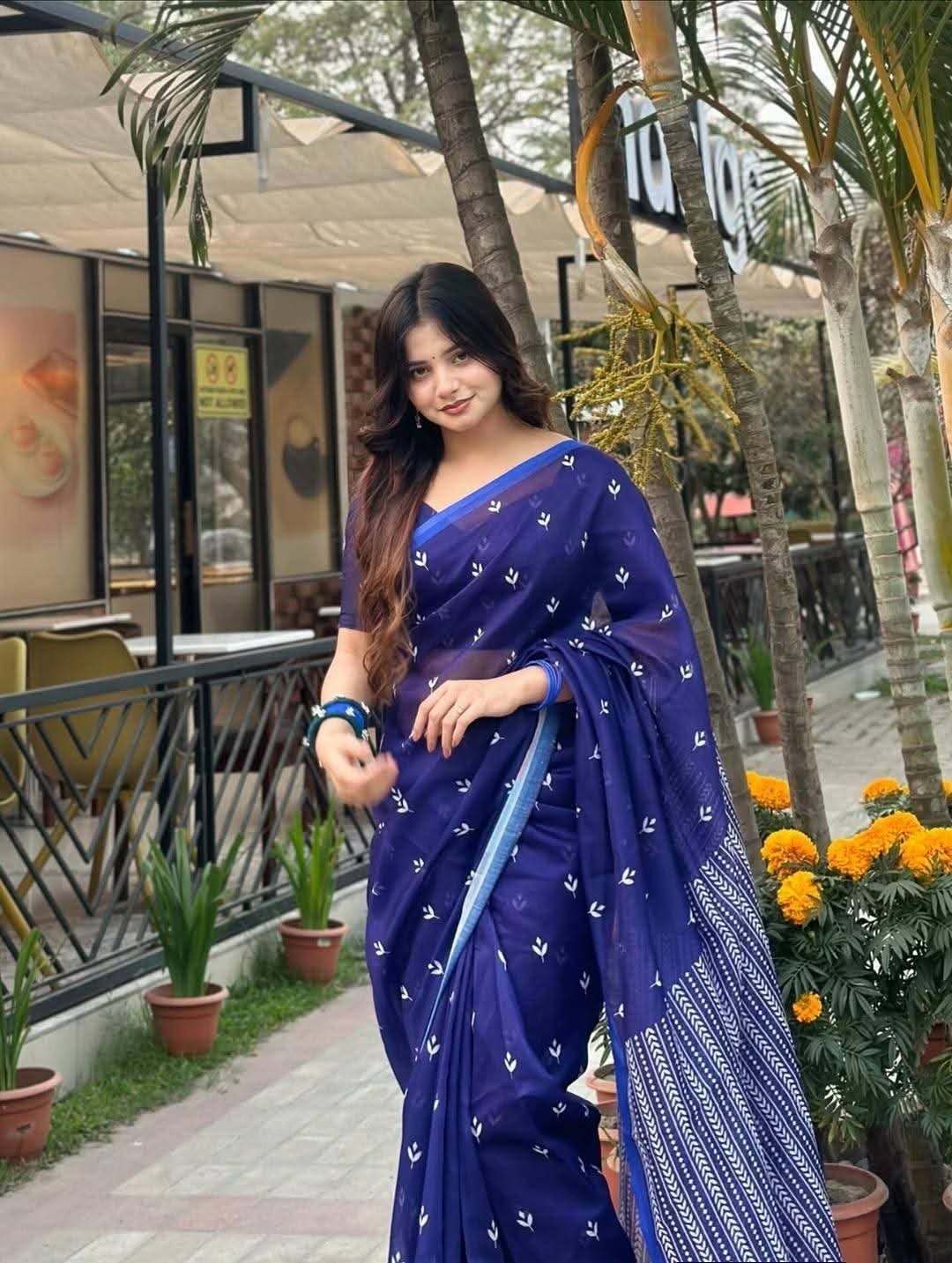 Chanderi Silk Party Saree with Matching Blouse Piece, 4 Colours