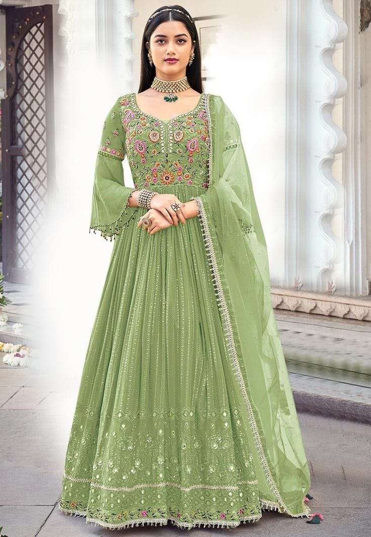 Women's Soft Georgette Embroidered Three Piece, 4 Colours