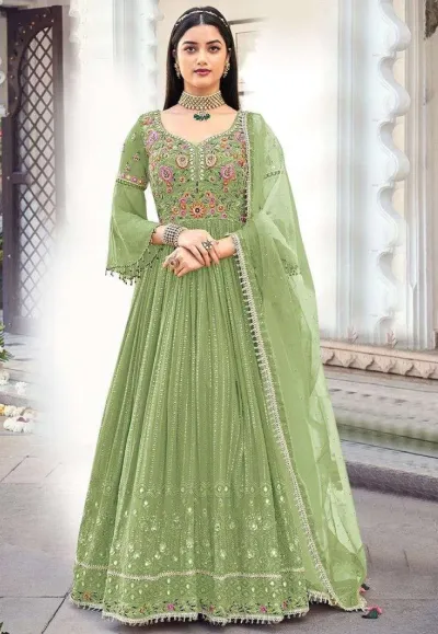 Women's Soft Georgette Embroidered Three Piece, 4 Colours
