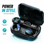 M10 True Wireless Earbuds – Bluetooth 5.1 TWS with 2000mAh Power Bank Charging Case, LED Battery Display, IPX7 Waterproof & Hi-Fi 9D Bass