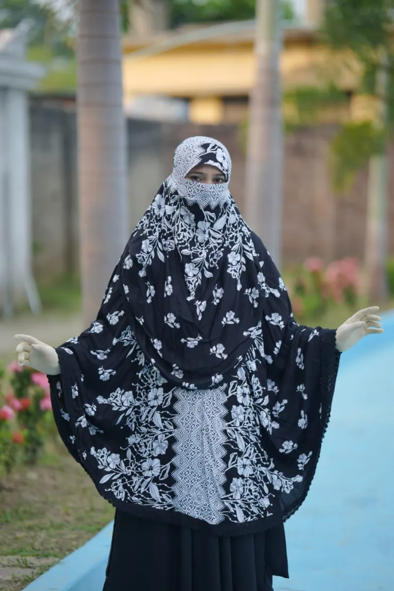 Women's Viscose Cotton Hijab with 30 Inch Niqab, 6 Colours