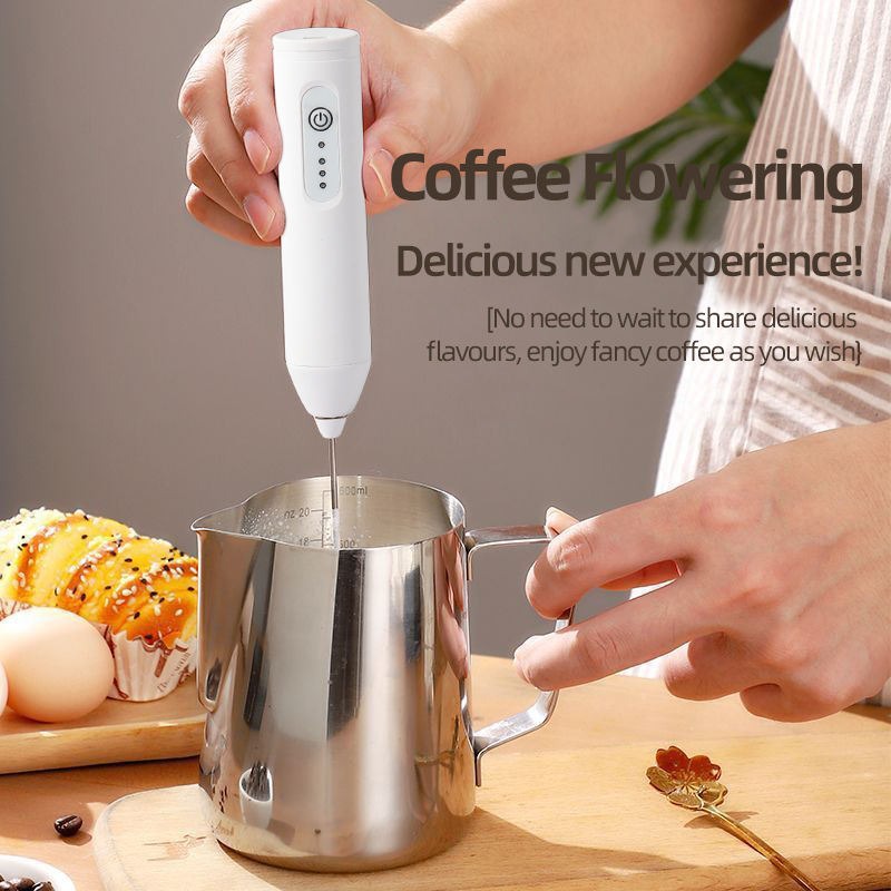 Rechargeable Stainless Steel Coffee & Milk Frother – 3-Speed Adjustable Handheld Electric Whisk with Type-C Charging for Coffee, Milkshake, Eggs & Lassi