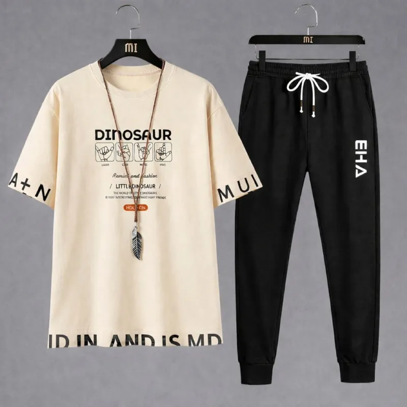 Men's Mesh Fabric Tee and Full Pant Two-Piece Set, 4 Colours
