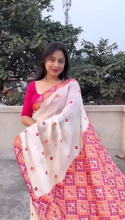 Light Resham Silk Saree with Screen Print, 6 Colour Choices
