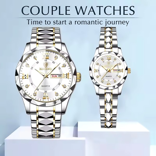 BINBOND Top Brand Luxury Fashion Couple Watches