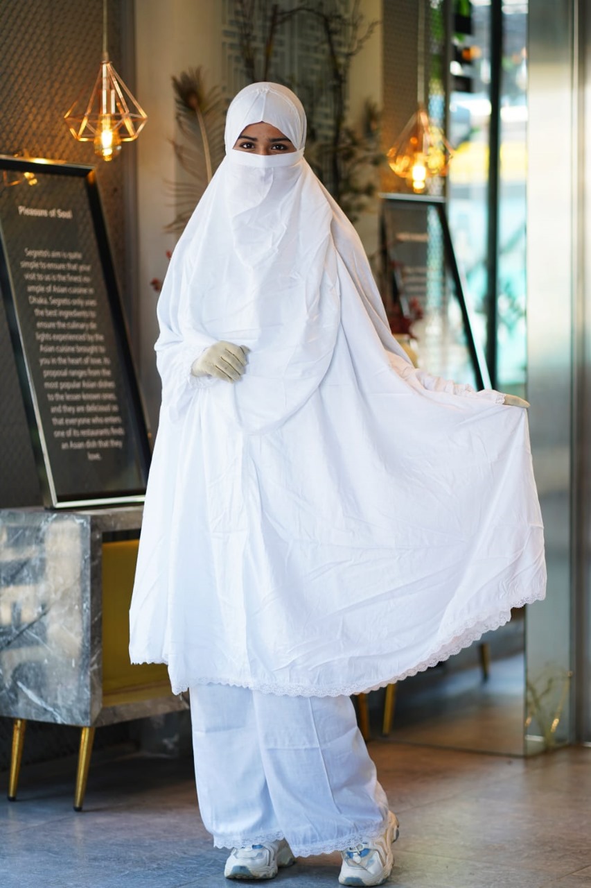 Linen Long Khimar with Niqab and 40 Inch Palazzo