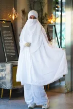 Khimar, Niqab and Palazzo Set in Soft Linen, 6 Colours
