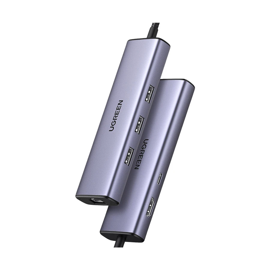 UGREEN Revodok 1061 (15598) USB-C to HDMI, Tri USB, PD & LAN Hub Gray