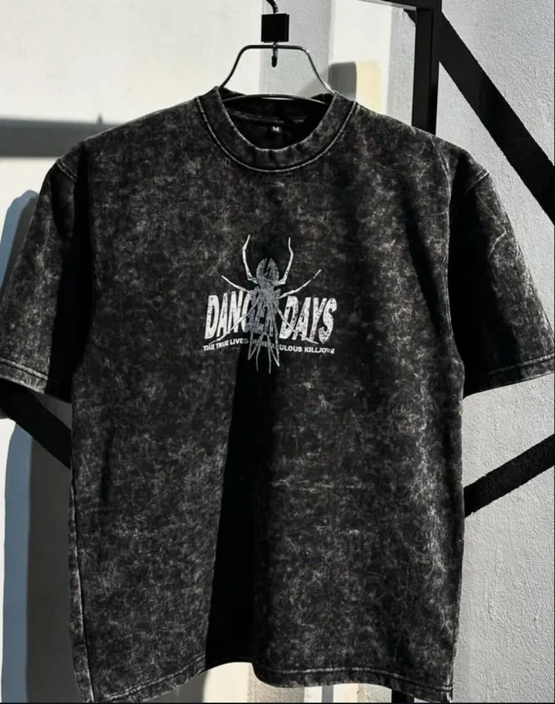 Men's Pure Cotton Acid Wash Drop Shoulder T-Shirt, 250 GSM, 6 Colours