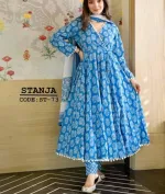 Women's Printed Linen Three Piece with Butterfly Salwar
