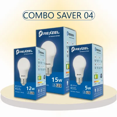 Rezzel LED Bulb 3-Piece Combo Pack (15w, 12w, 5w)
