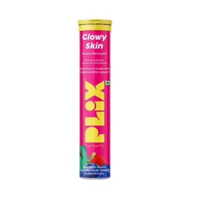 Nutraceutical Plix Glowy Skin Glutathione Strawberry Flavour 15 Effervescent Tablets (India)