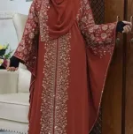 Stone Work Hijab Borka with Attached Koti, Sizes 52 to 56