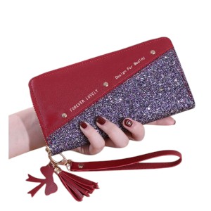 1Pcs Women Long Zipper Coin Purses Leather Wallet Tassel Card Holder Clutch Handbag