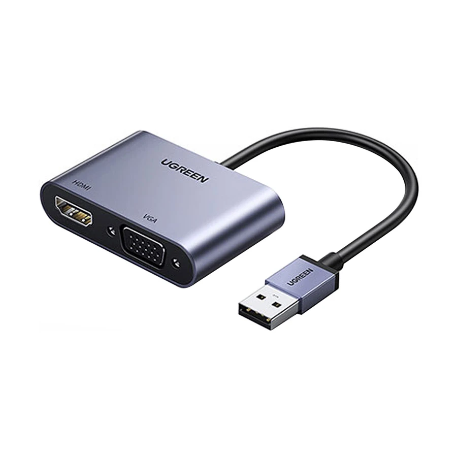 UGREEN CM449 (20518) USB Male to HDMI & VGA Female Gray Converter