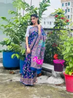 12 Haath Half Silk Saree with Screen Printed Pattern