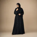 Premium Zafran Felix Luxury Abaya with Embroidery & Stone Work | Matching Hijab & Adjustable Inner | Modest Fashion Black