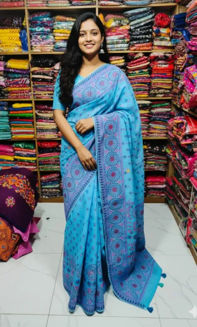 Women's Boutique Silk Saree with Screen Print and Tassels